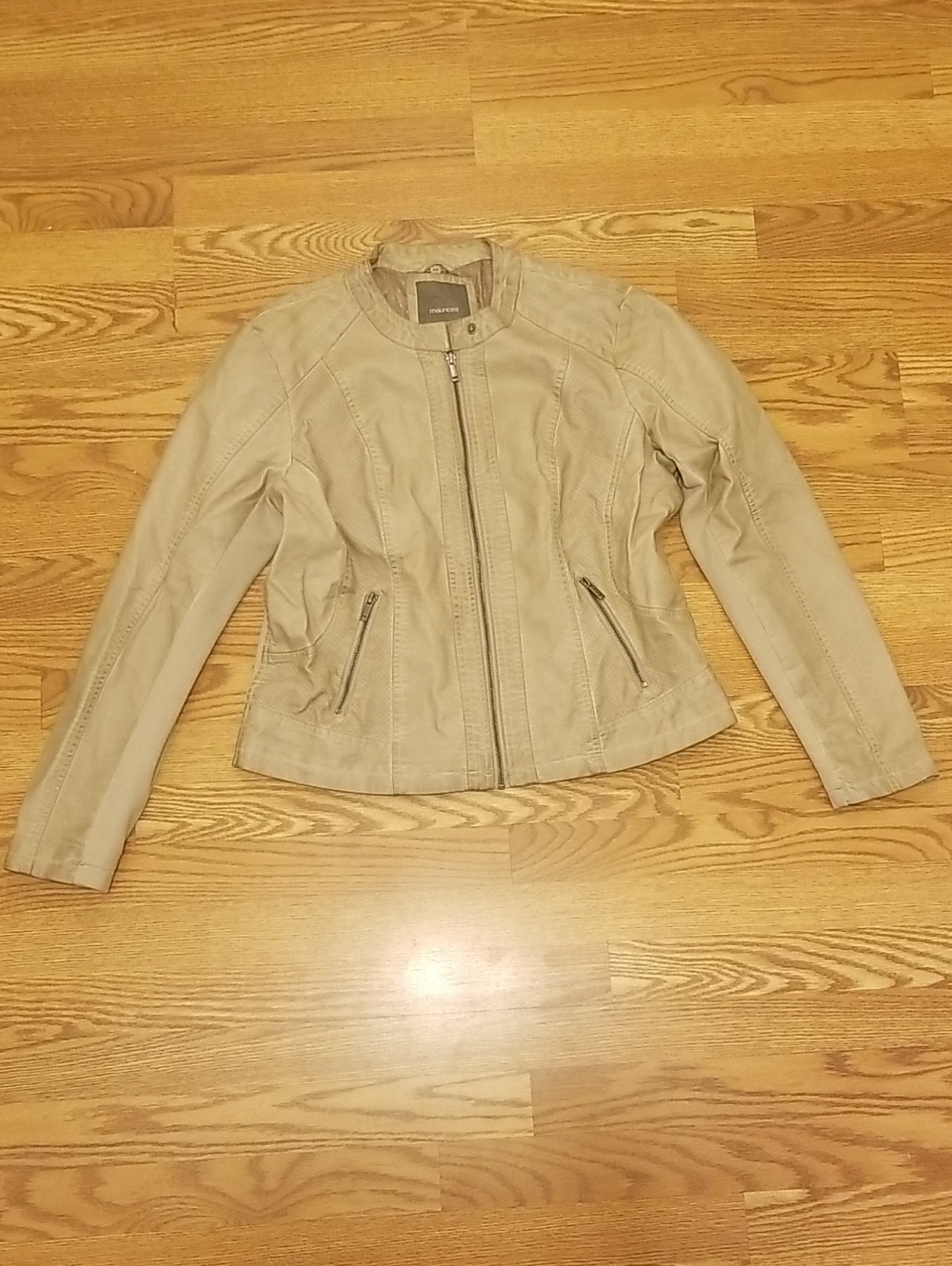 Maurices Beige Leather Moto Jacket